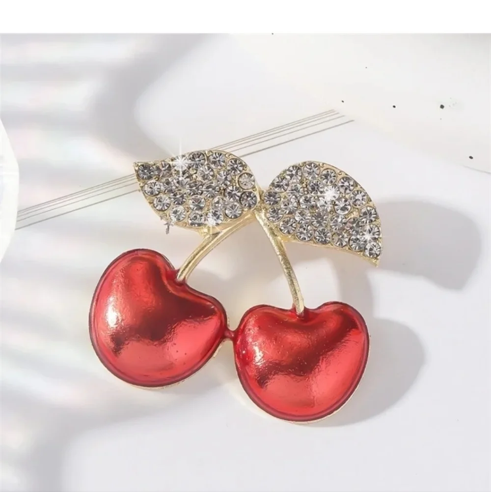 Cherry Rhinestone Brooch